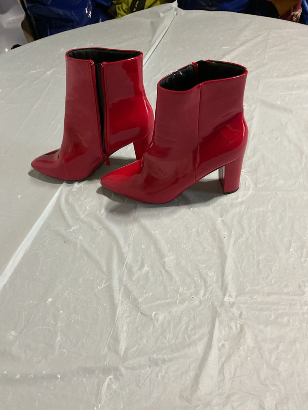 Red Patent Pointed Toe Ankle Boots - Women 1087 - Picture 3 of 8